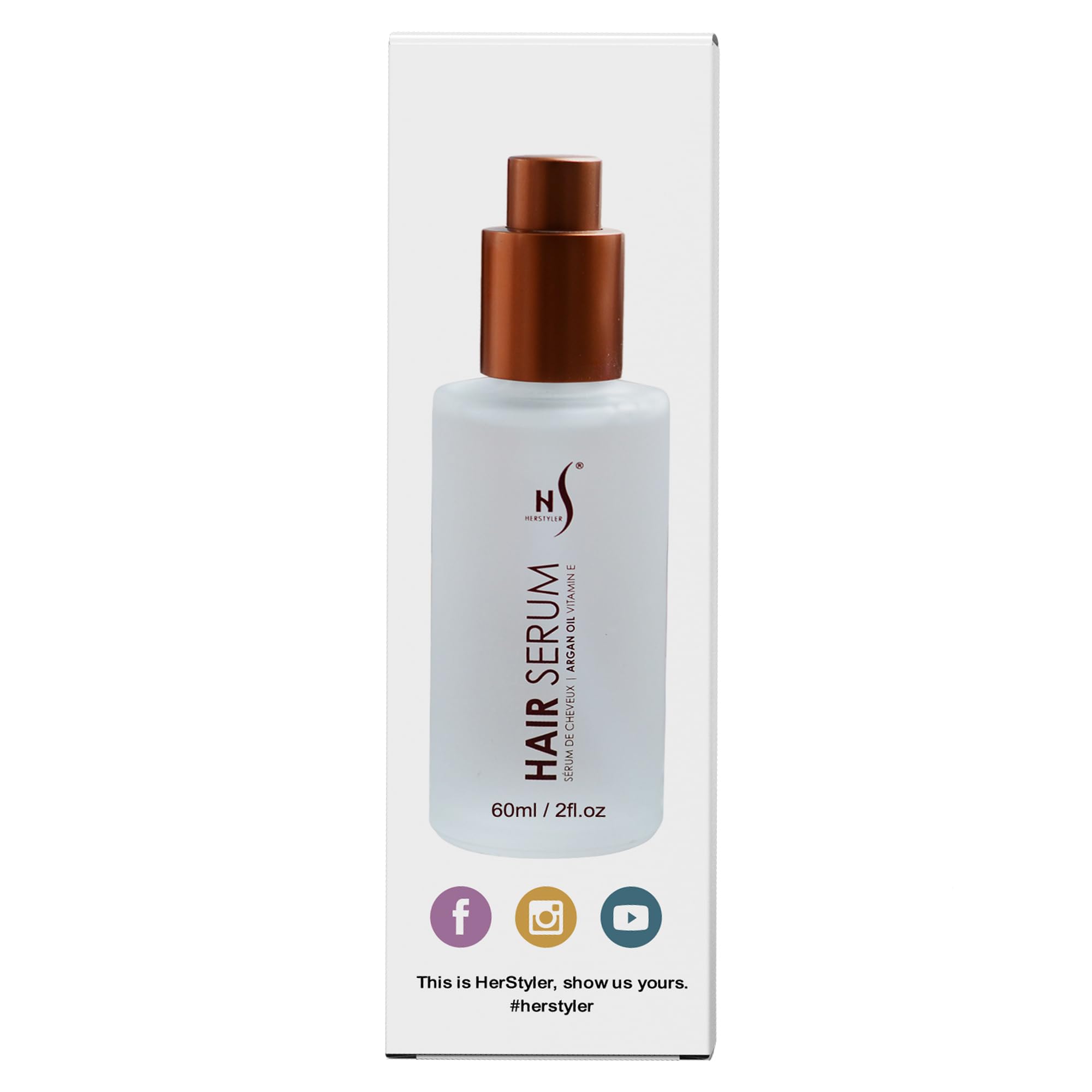 HerStyler Hair Repair Serum - Argan Oil Hair Serum for Frizz Control, Shine and Straightening - Serum for Hair with Vitamin E and Aloe Vera - 2 Fl. Oz. / 60 Ml